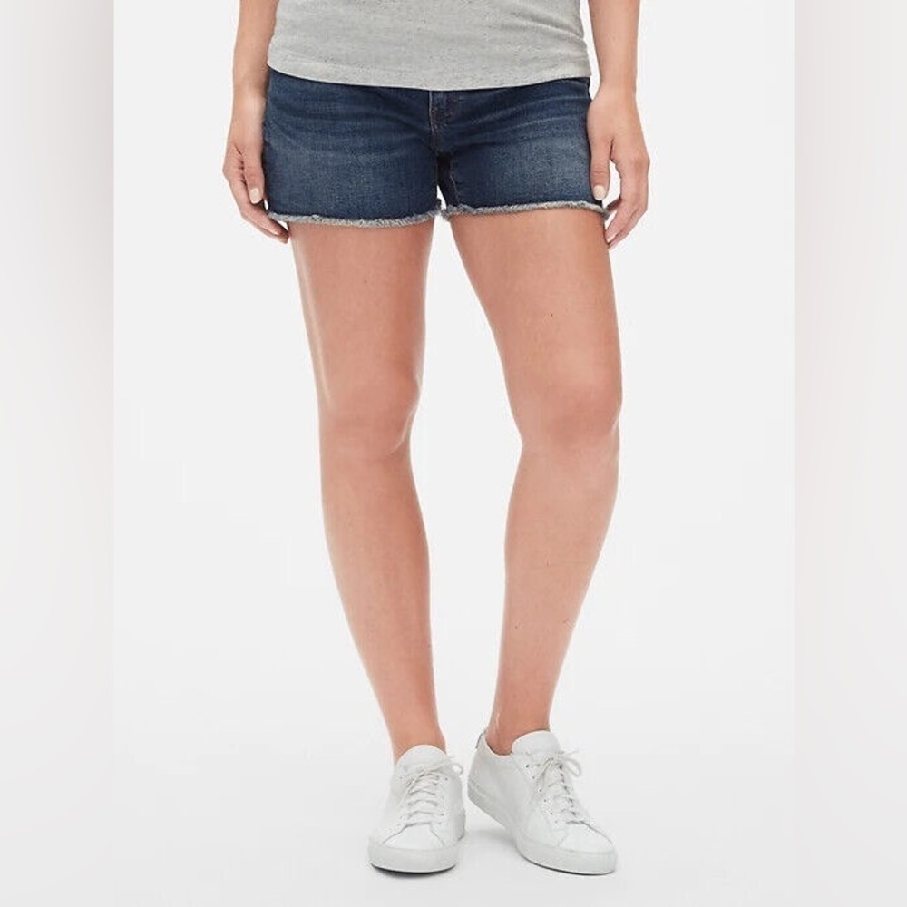 Gap Maternity Inset Panel Raw Hem Denim Short 4 Inch Inset Summer Frayed Cut Off